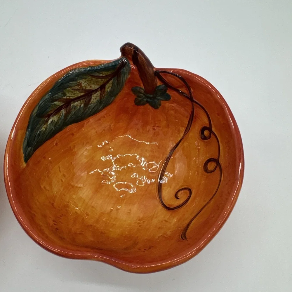 Ceramica Classica Venetian Tabletops Unlimited Pumpkin Bowl Hand Crafted Painted